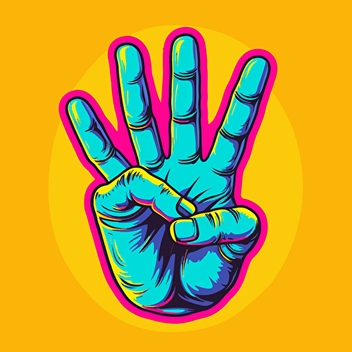 peace sign hand sign tie dye colors bright vivid colors retro illustration vector illustration retro cartoon style sticker