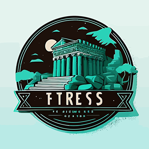 Create a vectorized modern abstract 2D minimalist logo for a brand that organizes Ephesus tours. It consists of turquoise and black colors.