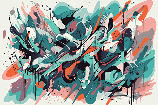 abstract randomized graffiti art, vector art, flat colors, pastel colors, minimalistic,