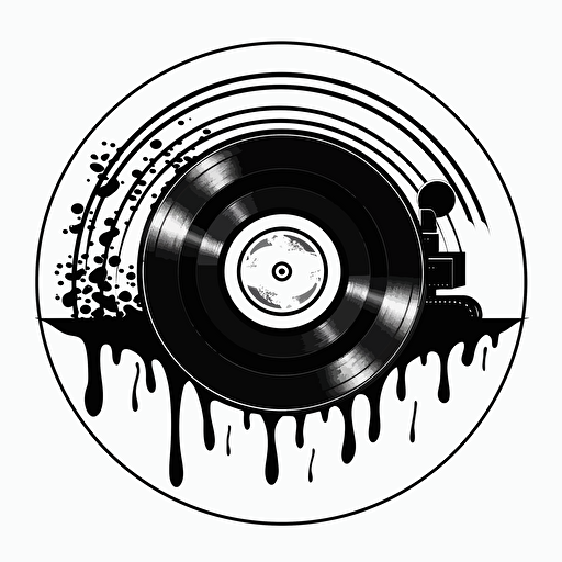 vinyl record, black and white logo, vector,