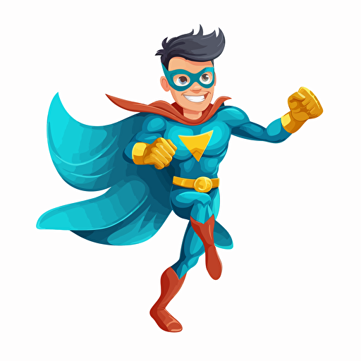 make believe superhero, detailed, cartoon style, 2d clipart vector, creative and imaginative, hd, white background