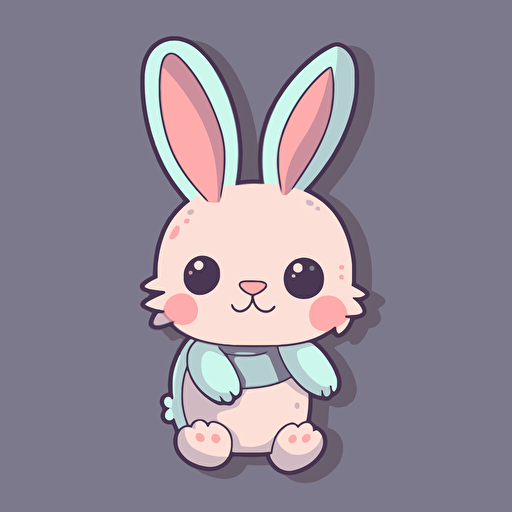 sticker flat vector art,2D bunny, baby bunny standing front view,cute,colorful disney-inspired