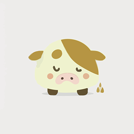 cute cow kawaii style, cow is sad, vector, high resolution, simple, minimalistic, white background