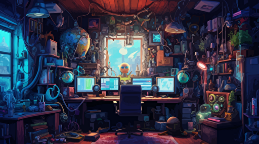 vector illustration of the room full of technology