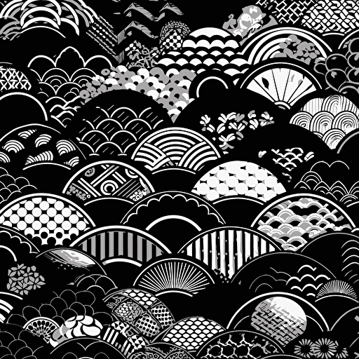 Japanese pattern vector bright circle black and white