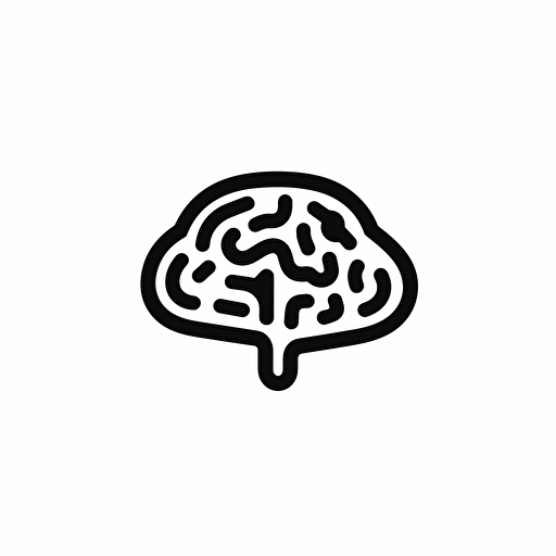 simple brain icon, in black on clean white background, vector