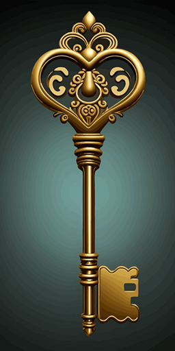 basic golden key, vector art ::