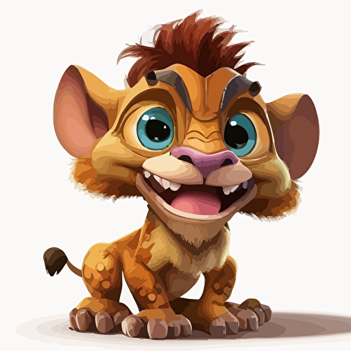 A saturated colorfull baby fur ozyumandias, goofy looking, smiling, white background, vector art , pixar style