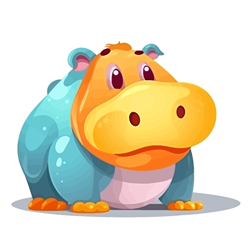 hippo, detailed, cartoon style, 2d clipart vector, creative and imaginative, hd, white background