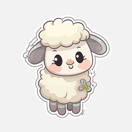 sticker, cute, cartoon ram. Vector, PNG, white
