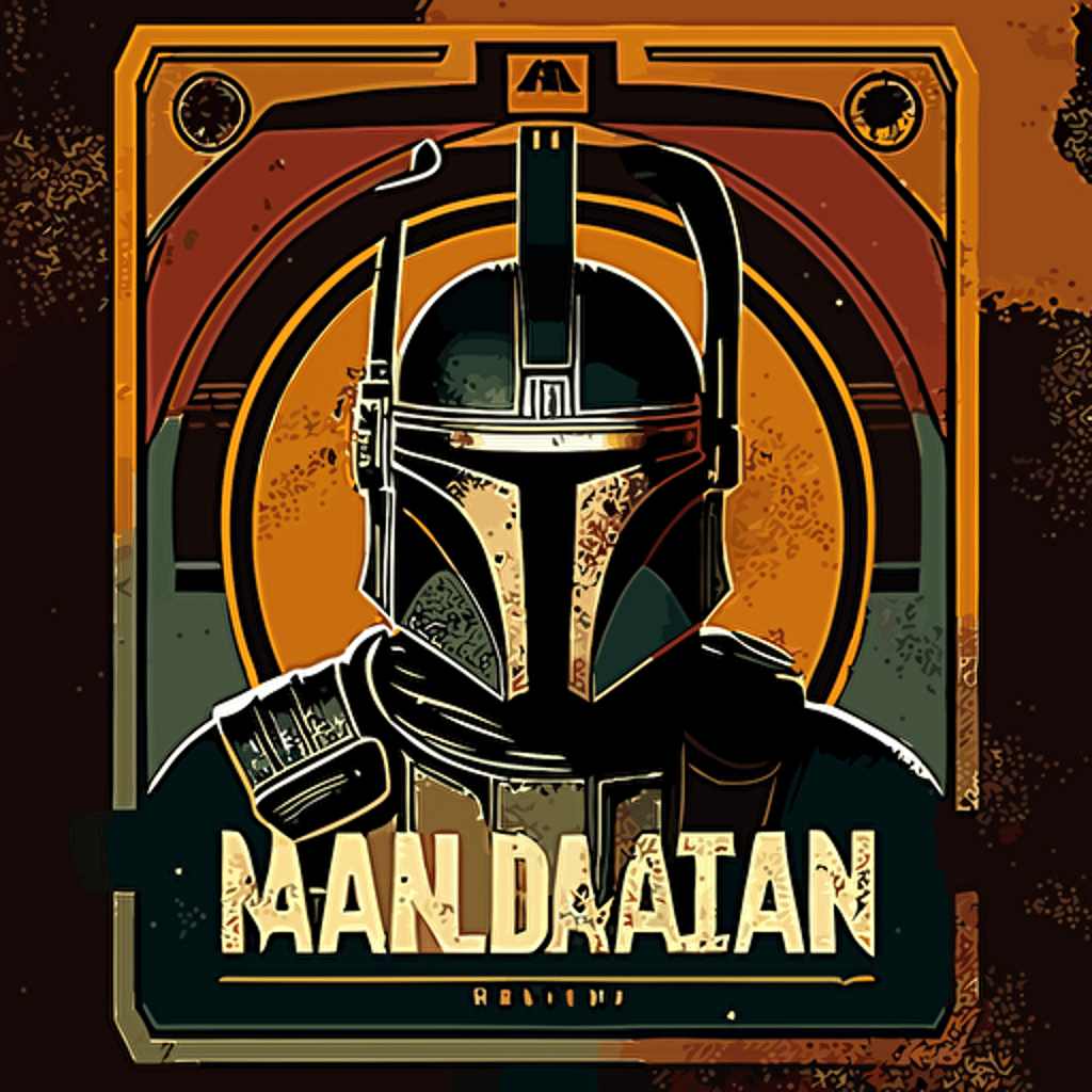 the mandalorian movie poster vector art, Shepard Fairey artstyle