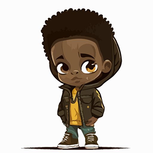 vector image of cute black kid as the mascot of a urban childrens clothing brand