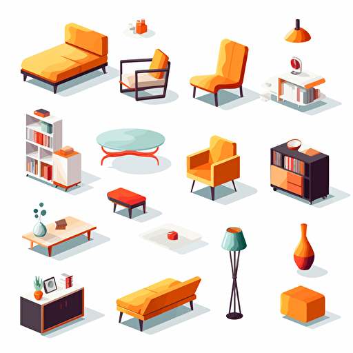 generic furnitures vector, white background