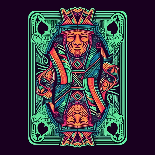 playing card king Samoan flat vector neon colours