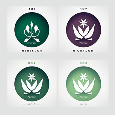 Create a logo with N O letters that combines modern and minimalistic design with organic elements of flowers. 3 colors, vector,