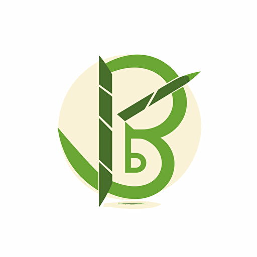 bamboo design logo with letter B and I, flat, vector, white background