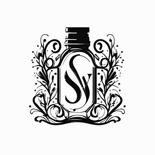 Create an abstract fragrance bottle by combining letters S M Q E