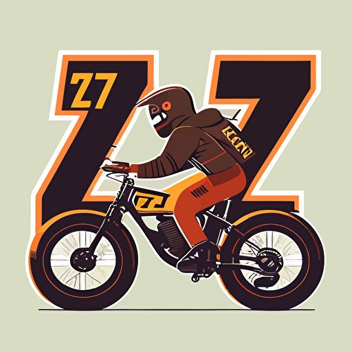 electric bike rider, super73, fat bike, not motorcycle, logo, sticker type, big numbers, new york city, vector