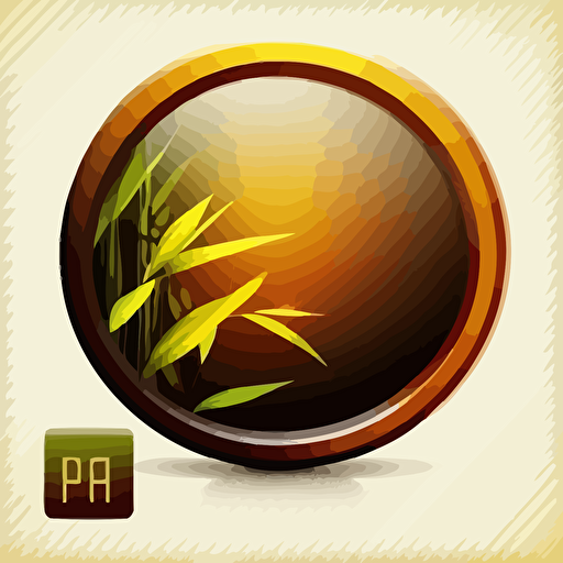 horizontal button design vector no background with bamboo, leaves and fire around them with room for text inside the button