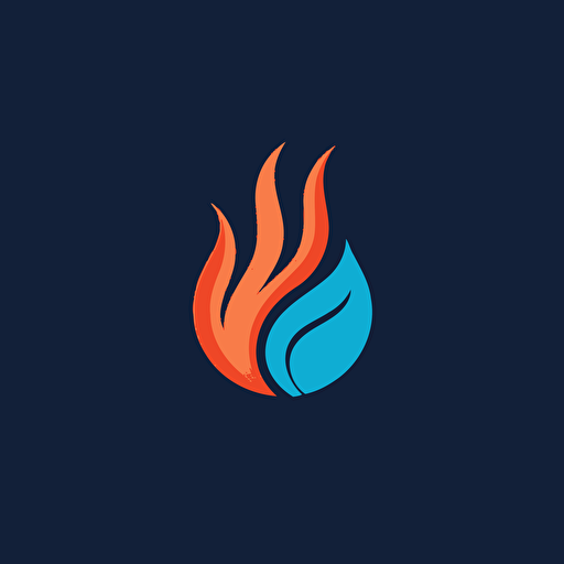 minimalist logo, blue stake, blue flame, in the style of nba team logo, flat design, vector render