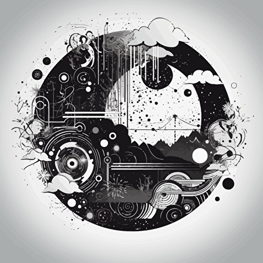 designed as a black and white drawing, minimalistic vector art, hd, details with circle
