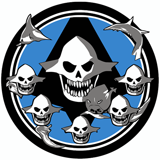 vector Soccer team logo. Mythical great white shark/wolf. 75% shark. 25% wolf hybrid : : Shark : :