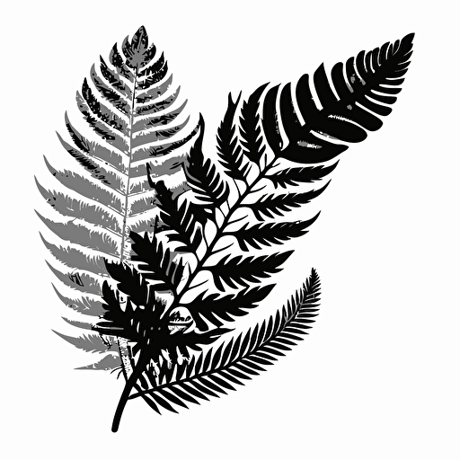 a black and white vector image of a feather and fern that could be used as a logo