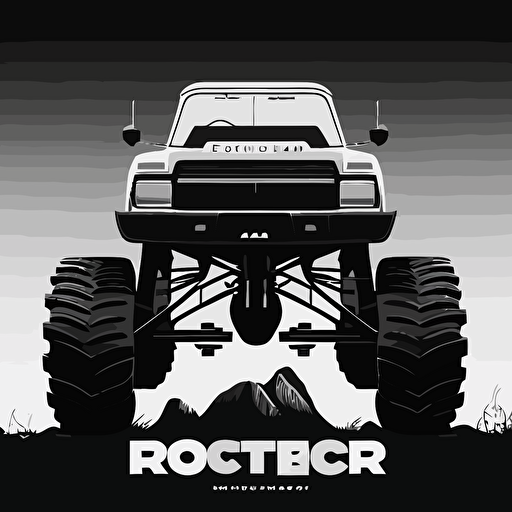 minimal vector russian propoganda poster of a ford f150 Big Foot monster truck promotional poster, black and white