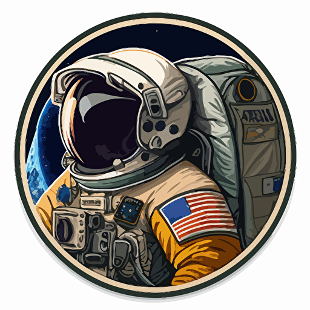 astronaut patch, vector, 2d,