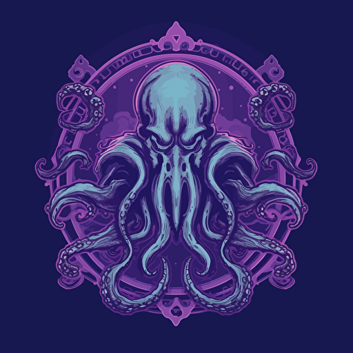 Lovecraftian Lunacy: Eldritch horrors meet gothic sensibilities SVG, flat shading, solid background, mascot, logo, vector illustration, masterwork, 2D, simple, illustrator.