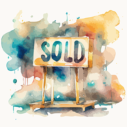 watercolor, vector, sign that says SOLD