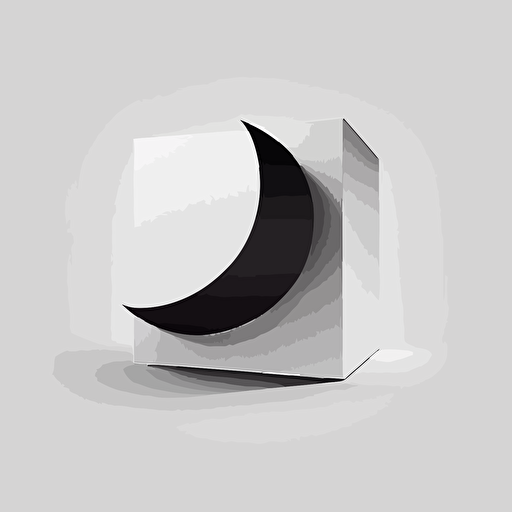 half moon logo, box shadow, digital art, clean, minimalist, abstract mark, vector logo, white background