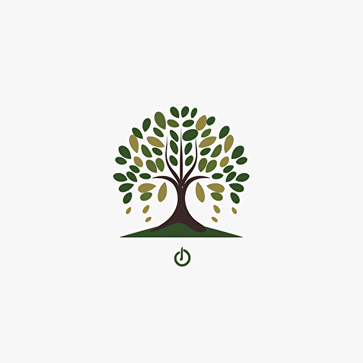 circular logo, tree, seeds, flat, vector, minimalist, whitespace, white background