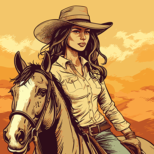 western cowgirl illustration, vector