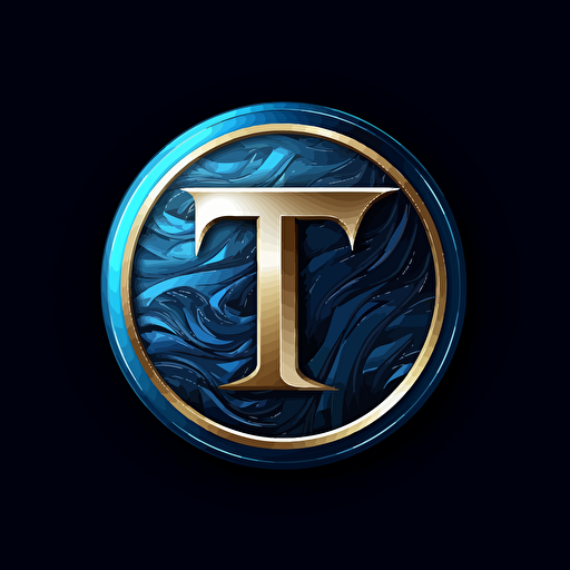 professional, dark blue color dominant, flat vector art logo made of 2 letters "T", both letters present and visible on the logo, both letters T combined together creatively like so "TT", pure black background