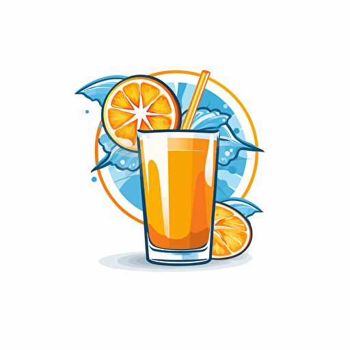 vector logo a glass of orange juice with a slice of orange, clear logo, white background