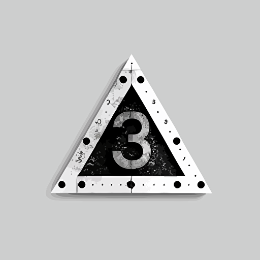 simple black and white minimalist vector logo in shape of triangle focused on technology and the number 3