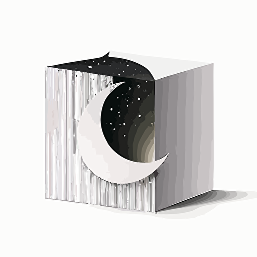 half moon logo, box shadow, digital art, clean, minimalist, abstract mark, vector logo, white background