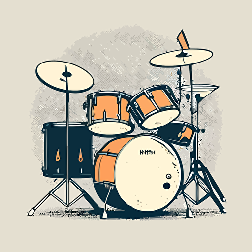 hand drawn style basic vector illustration of a drumkit using minimalist shapes and 3 colors