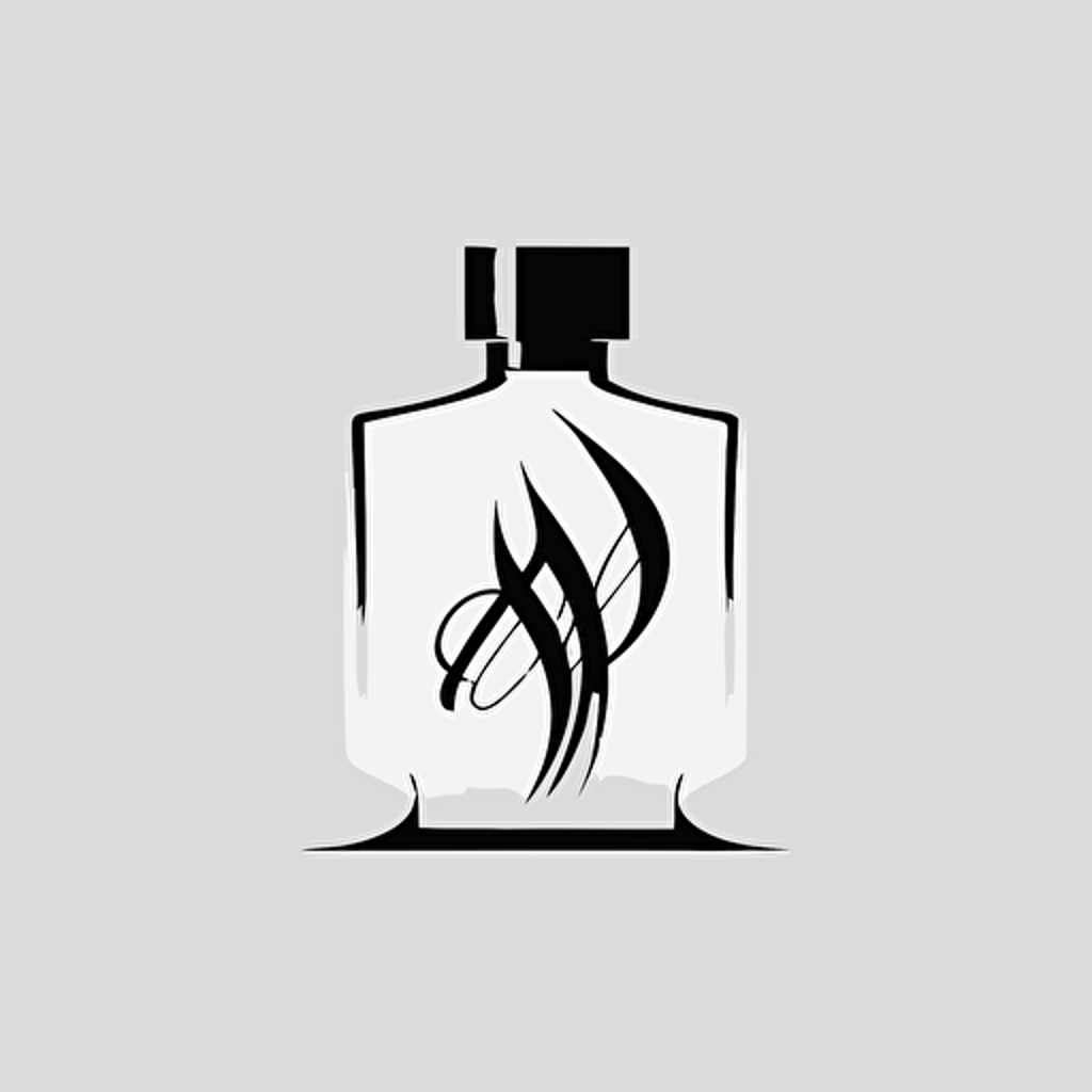 Create an abstract fragrance bottle logo or shape by combining different letters
