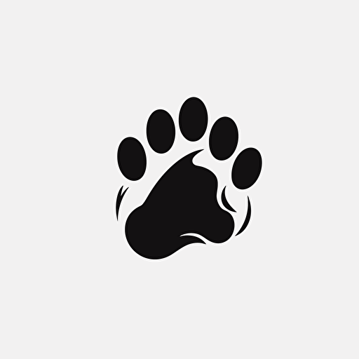Logo of a paw, minimalist icon, silhouette, vector, black on white background