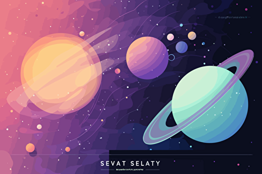 galaxy vector art, flat colors, pastel colors