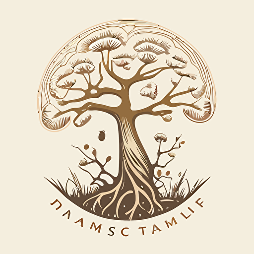 simple vector logo, a stem of wisdom, tree of life, mushroom, version 5
