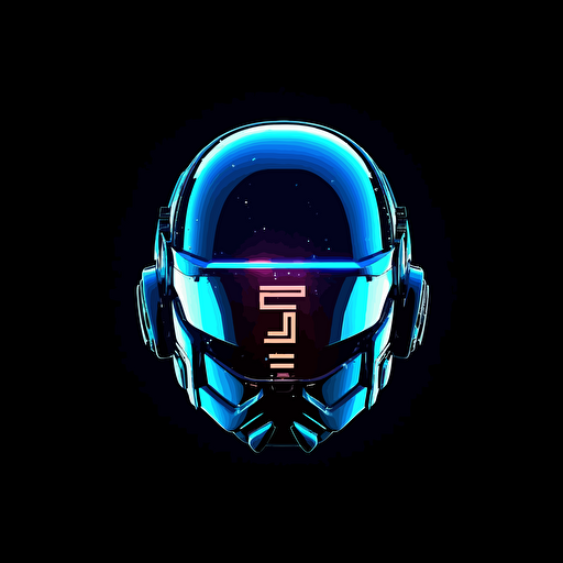 minimalist logo design, vector, tactical, neon blue, robotic helmet, soundwave on visor, letter Y, daft punk,