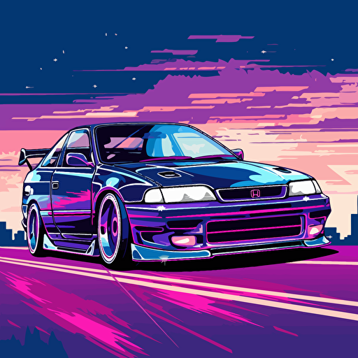 jdm car appeal advertisement, vector, highlight blue purple, high quality