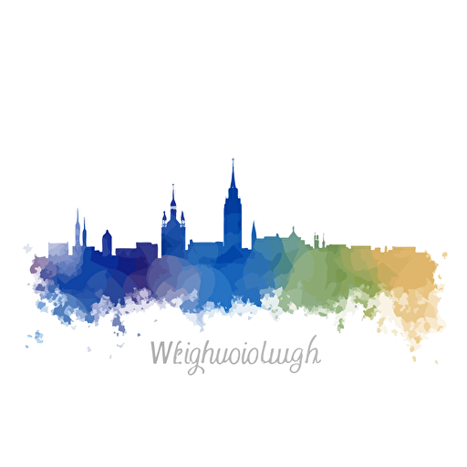 flat 2d vector silhouette of wellingborough (UK) skyline
