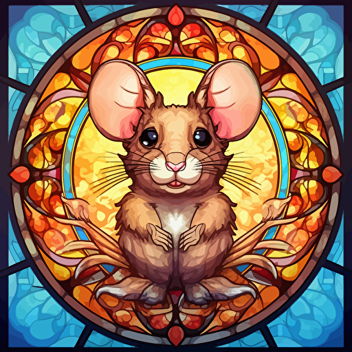 stained glass mouse, hyper detailed, vector design on the edges of the image