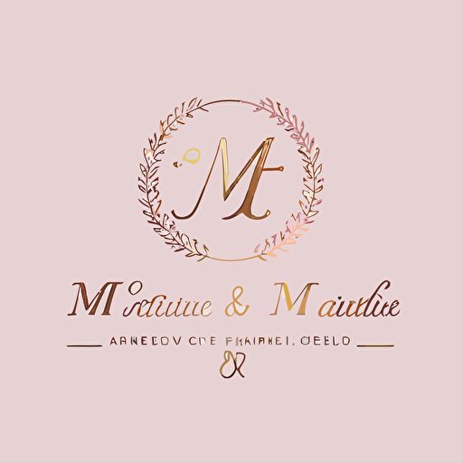 Simple and professional logo for a feminine law firm called "M&F" with capital letters cursive, it needed to look like a signature, a very professional logo, a simple clean logo, white background, single-line balance logo, vector logo, pink gold logo