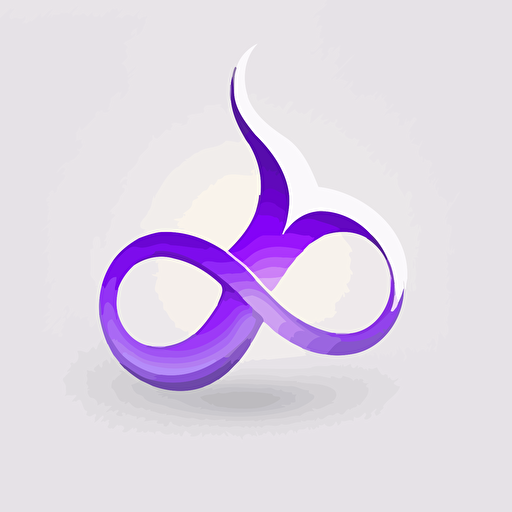 icon, logo, simplistic, infinity symbol, small electric flame, white background, single color, purple, vector, no shadows