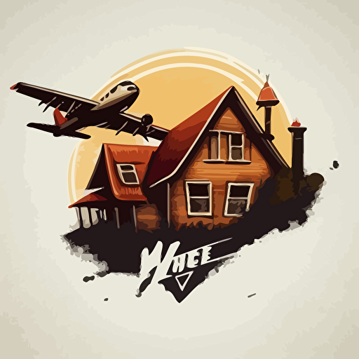 vector logo of a plane landing in a house v 5